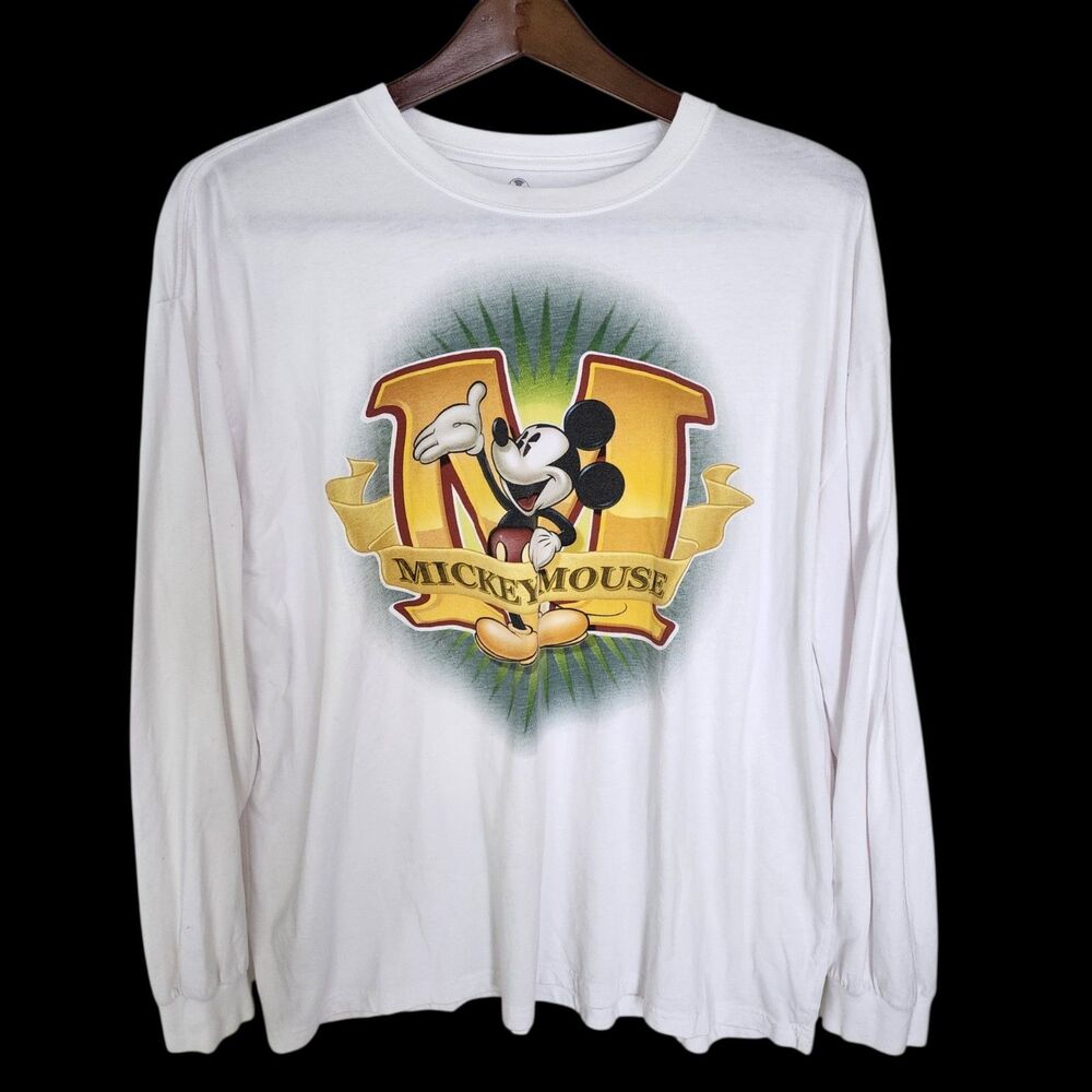 Disney Store Mickey Mouse T-Shirt Men’s Size XXL White Y2K Graphic Tee